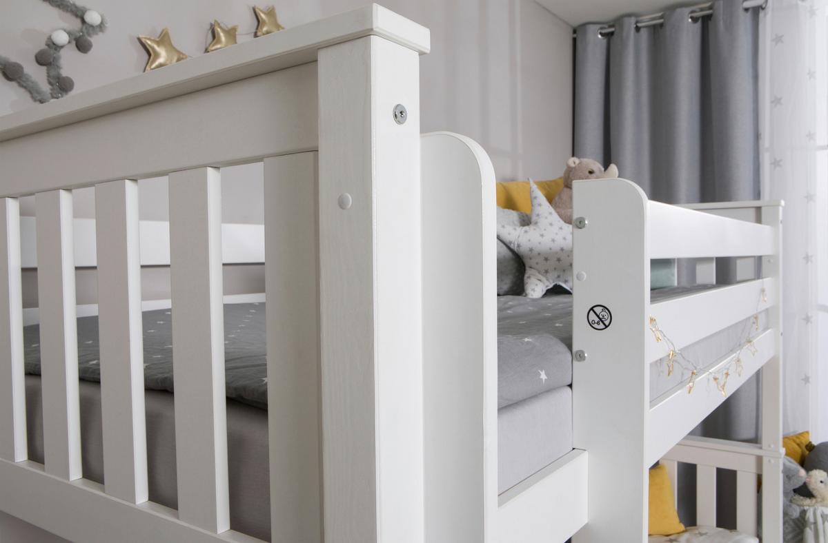 Etagenbett Sammy Weiß Kiefer Massiv 90 cm mit Leiter - Weiß, MODERN, Holz (90/200cm) - MID.YOU