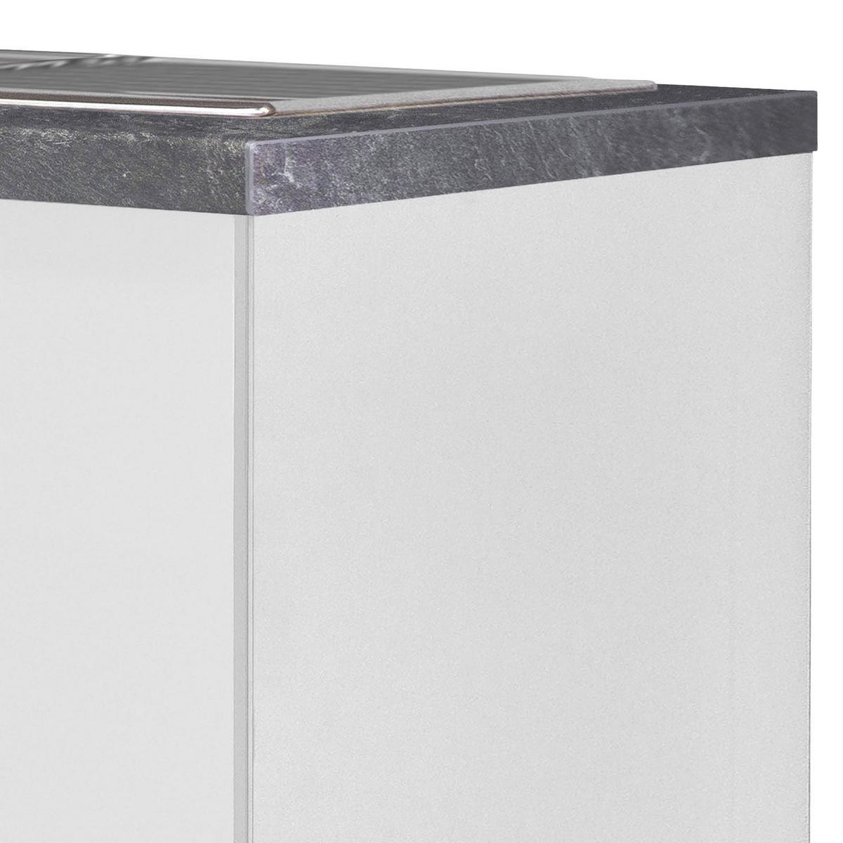 Spülenschrank Mit Spüle Alba B: 100 cm Weiß/Schiefer - Schieferfarben/Weiß Hochglanz, MODERN, Holzwerkstoff (100/86/57cm)