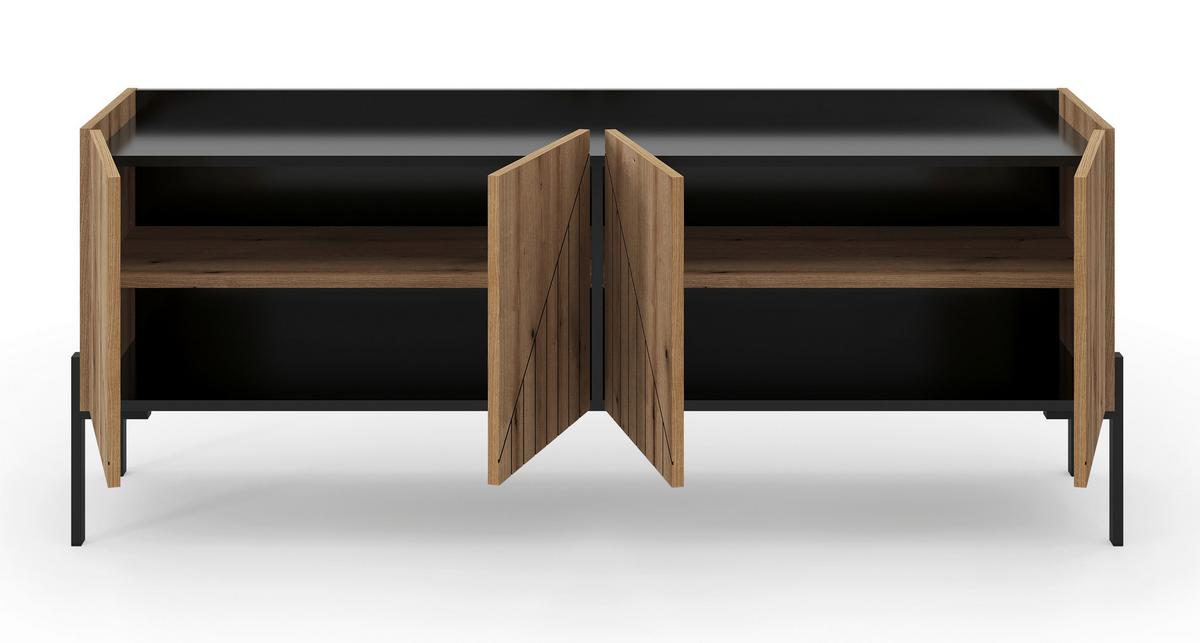 Lowboard Neo Schwarz /Eiche dunkel Dekor B: 155cm - Eiche dunkel/Schwarz, Design, Holzwerkstoff (155/62/40cm) - Livetastic