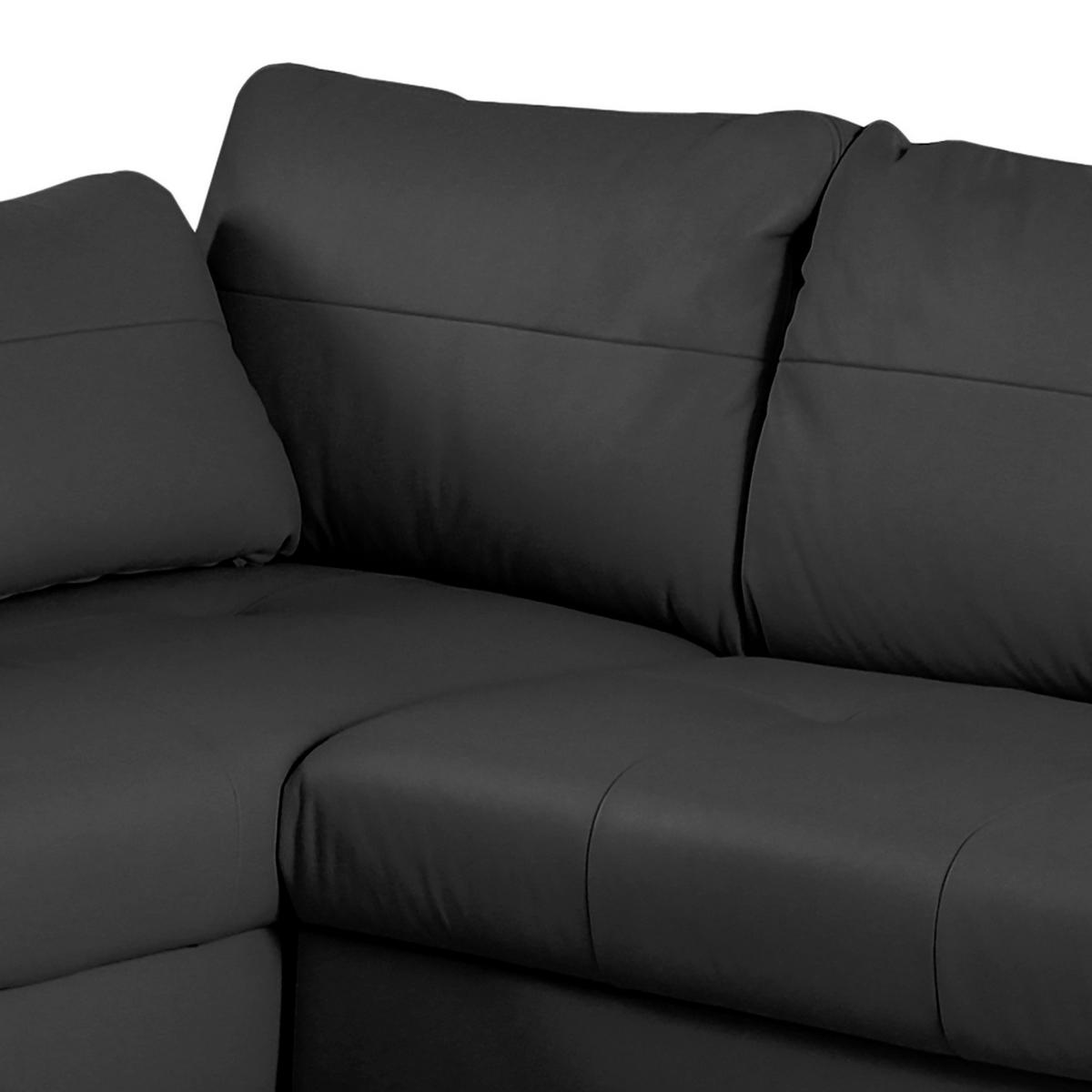 Ecksofa Compact Schwarz B: 227x168 Cm - Buchefarben/Schwarz, Design, Leder/Textil (227/168cm) - Livetastic