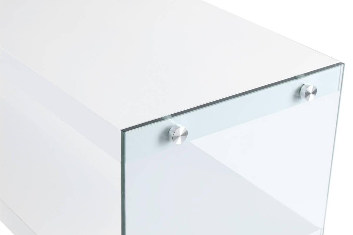 Beistelltisch mit Ablage Elementary Weiß - Klar/Weiß, Basics, Glas/Holzwerkstoff (32/110/75cm) - Kayoom