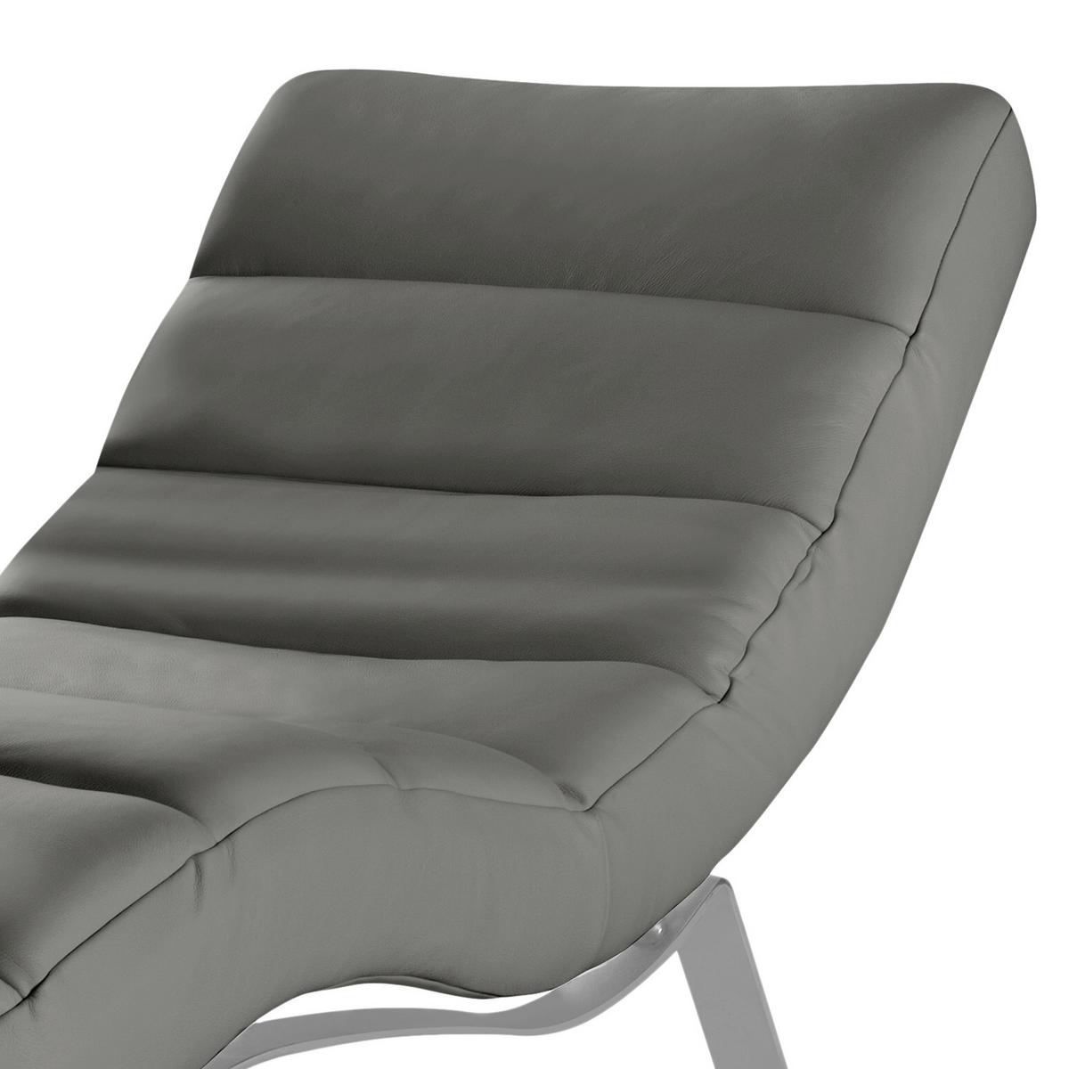 Relaxliege Swing Silver Anthrazit B: 65 cm - Anthrazit/Silberfarben, Design, Leder (65/65-95/171cm) - Livetastic