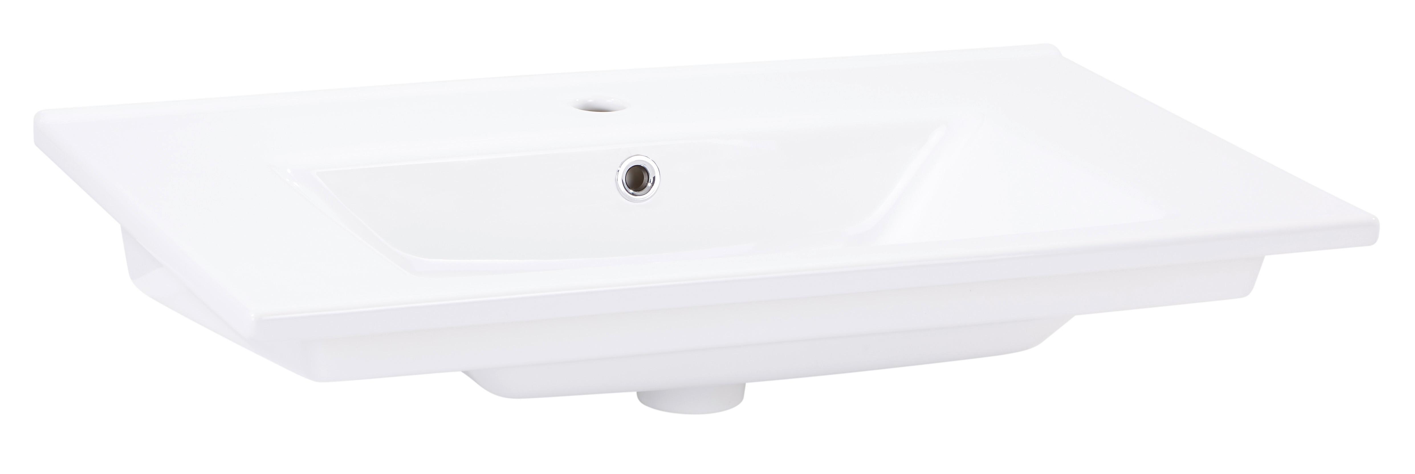 Waschbecken Bavelli Keramik 75x45 Cm Weiß - Weiß, KONVENTIONELL, Keramik (75/2/45cm)