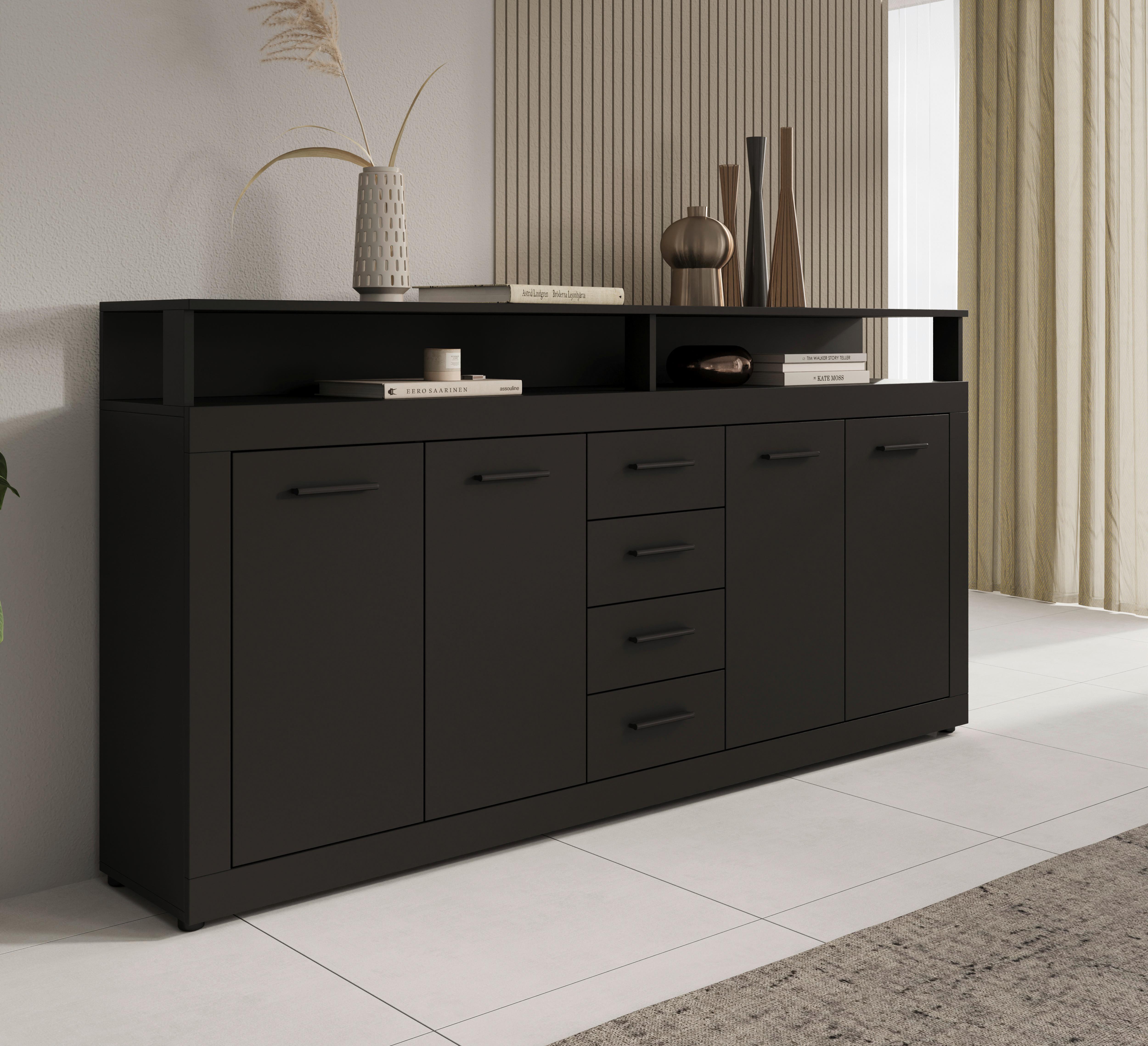 Sideboard Lupo Anthrazit B: 190 cm - Anthrazit, Design, Holzwerkstoff (190/96/32cm) - MID.YOU