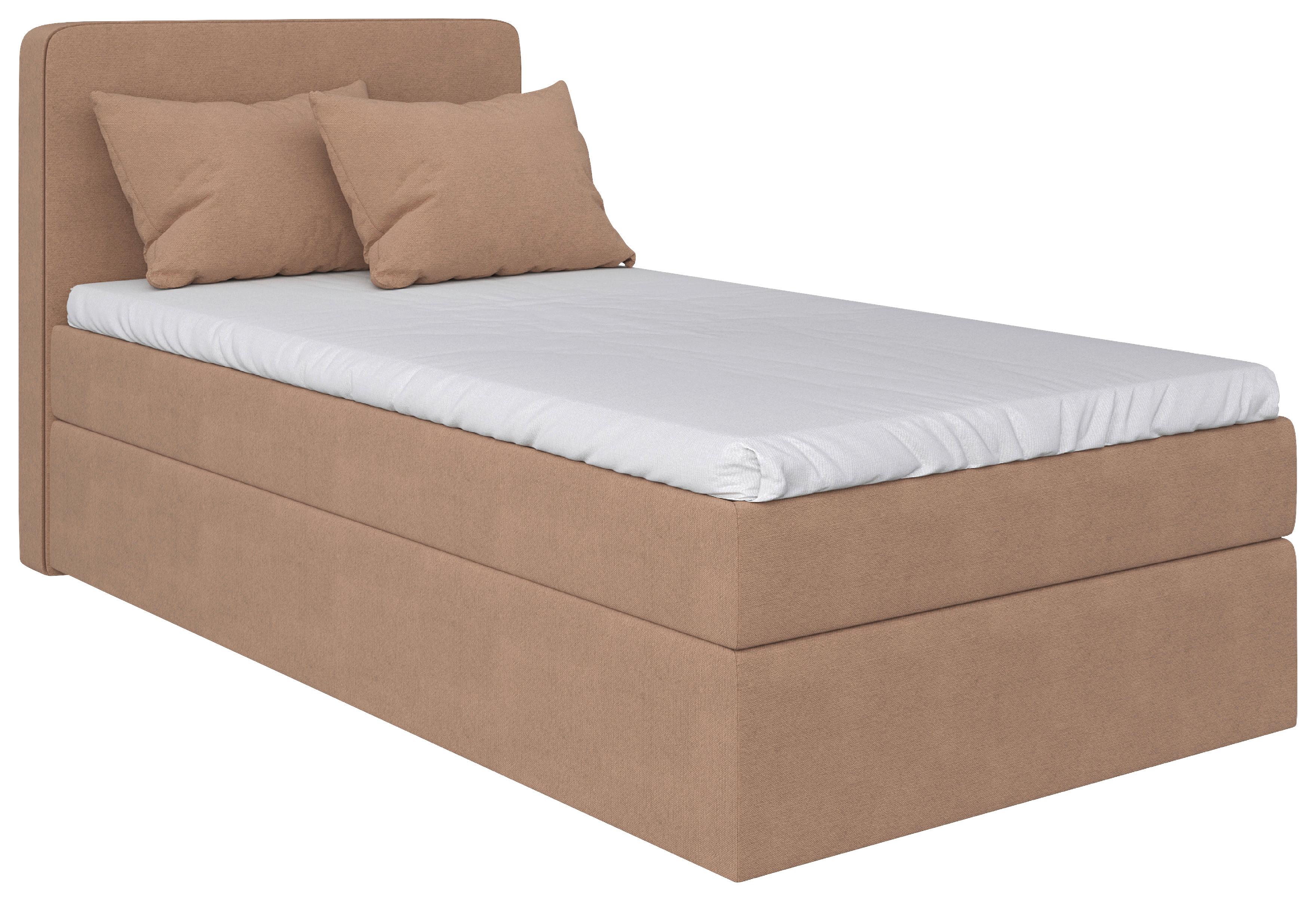 Boxbett Jubi 120-C - Hellbraun/Schwarz, KONVENTIONELL, Holz/Textil (120/200cm)
