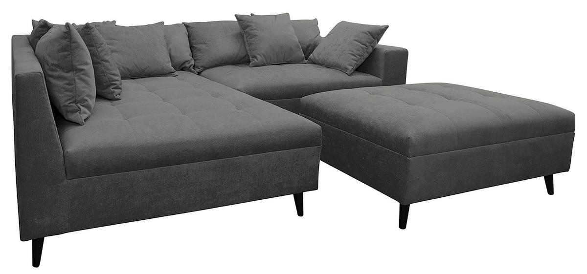 Ecksofa Pruno, Grau S: 174x247 Cm - Schwarz/Grau, Design, Textil (174/247cm) - MID.YOU