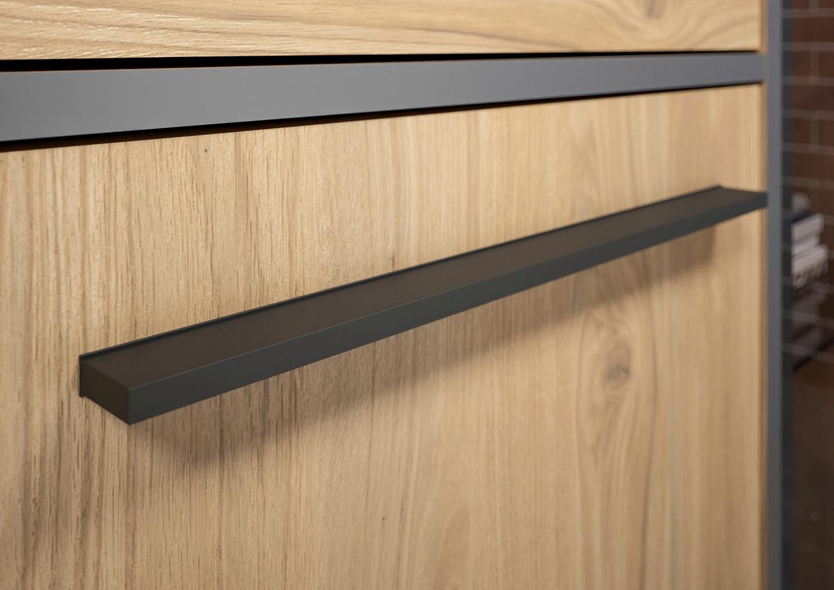 Sideboard Nadiro B: 187 cm Wildeiche Dekor/Schwarz Matt - Eichefarben/Schwarz, Trend, Glas/Holzwerkstoff (187/83/40cm) - Livetastic