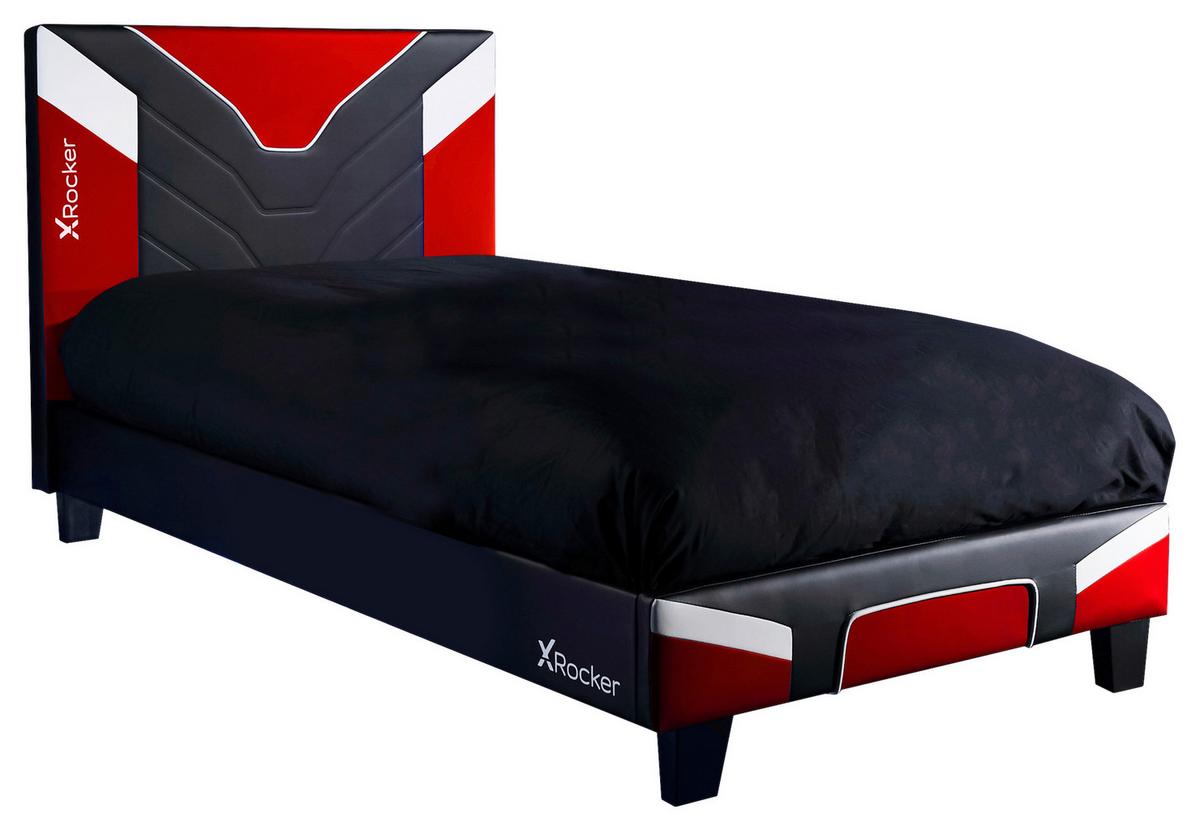 Bett Cerberus - Rot/Schwarz, MODERN, Holzwerkstoff/Kunststoff (90/190cm) - X Rocker