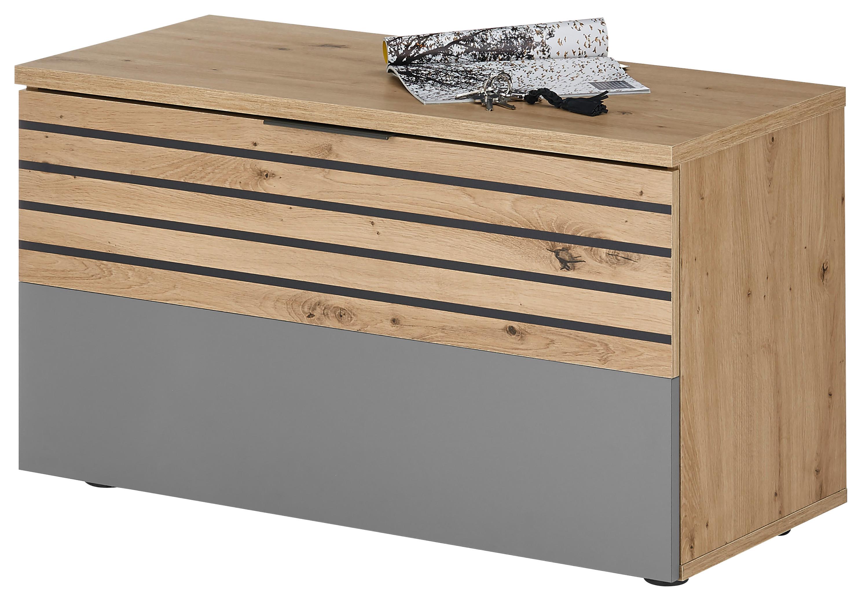 Garderobenbank Milan B: 85 cm 1 Klappe Eiche Dekor - Schwarz/Eiche Artisan, Natur, Holzwerkstoff (85/48/38cm) - MID.YOU
