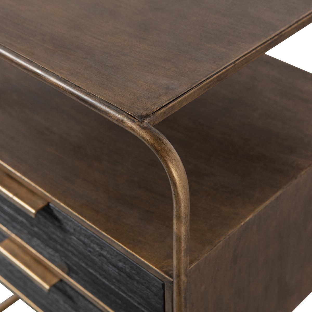 Nachttisch Polite, Messingfarben B: 45 Cm - Messingfarben/Schwarz, Design, Holz/Metall (45/38/62cm) - Livetastic