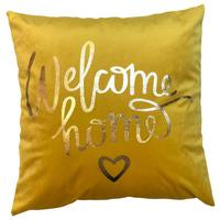 Zierkissen Welcome Home 45x45 cm Polyester Gelb mit Zipp - Gelb, MODERN, Textil (45/45cm) - Luca Bessoni