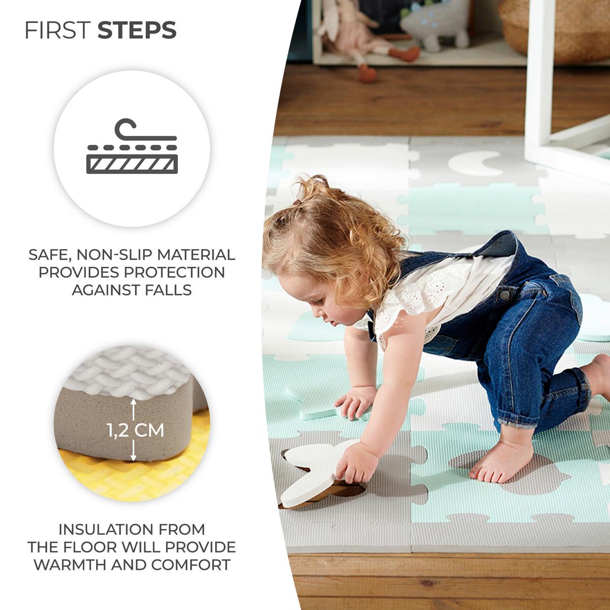 Bodenpuzzzle Luno Shapes Gelb, B/h/t: 165x1,2x185cm - Gelb/Weiß, Basics (165/1.2/185cm) - Kinderkraft