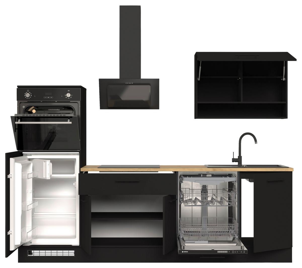 Küchenblock Berlin Schwarz/eiche Dekor B: 260 Cm - Schwarz/Eiche Artisan, Design, Holzwerkstoff (260cm) - MID.YOU