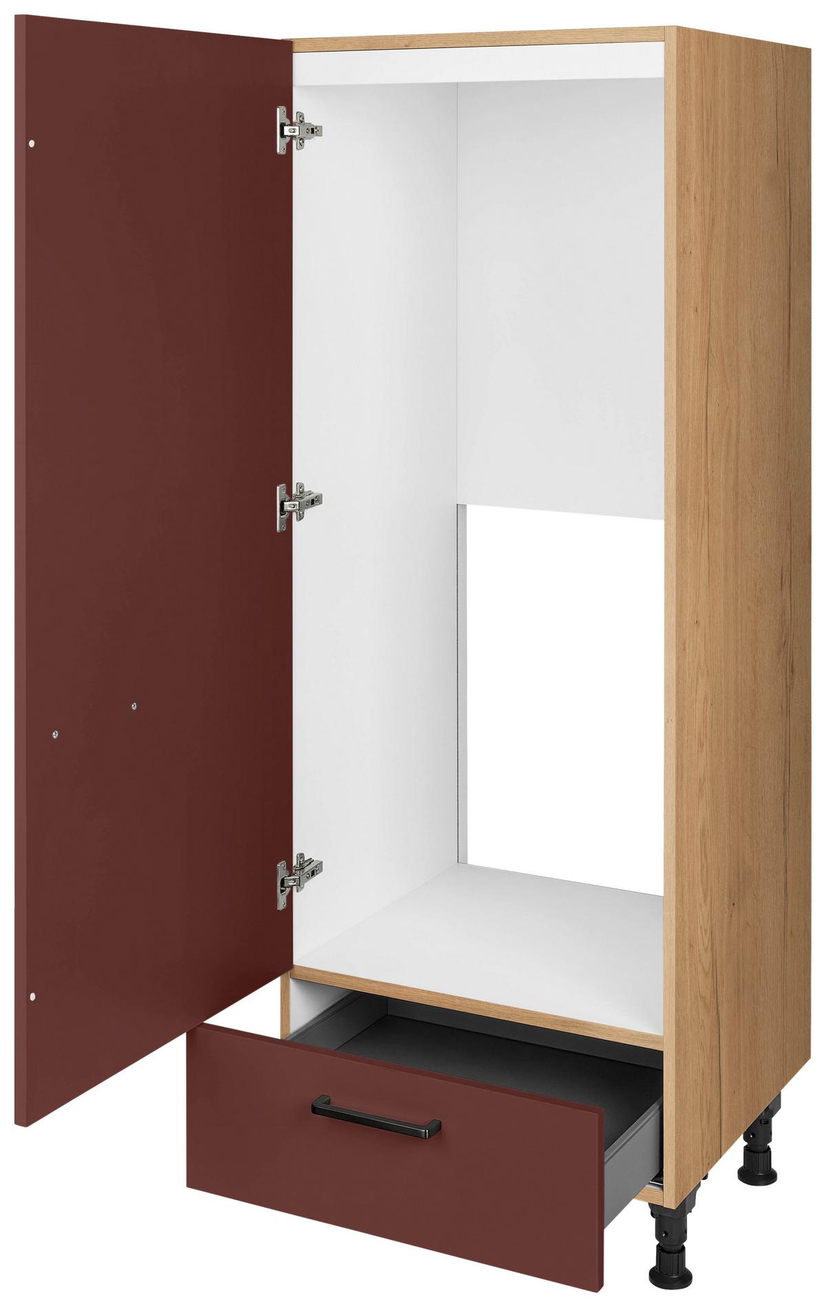 Geräteumbauschrank Easytouch - Eichefarben/Rot, MODERN, Holzwerkstoff (60/168/58cm) - Nobilia