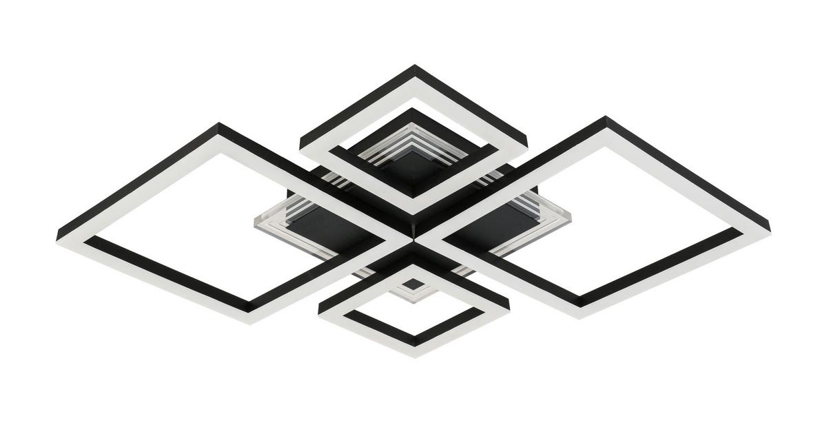 LED-Deckenleuchte Valentin - Transparent/Schwarz, MODERN, Kunststoff/Metall (62,5/45/6,5cm) - Luca Bessoni