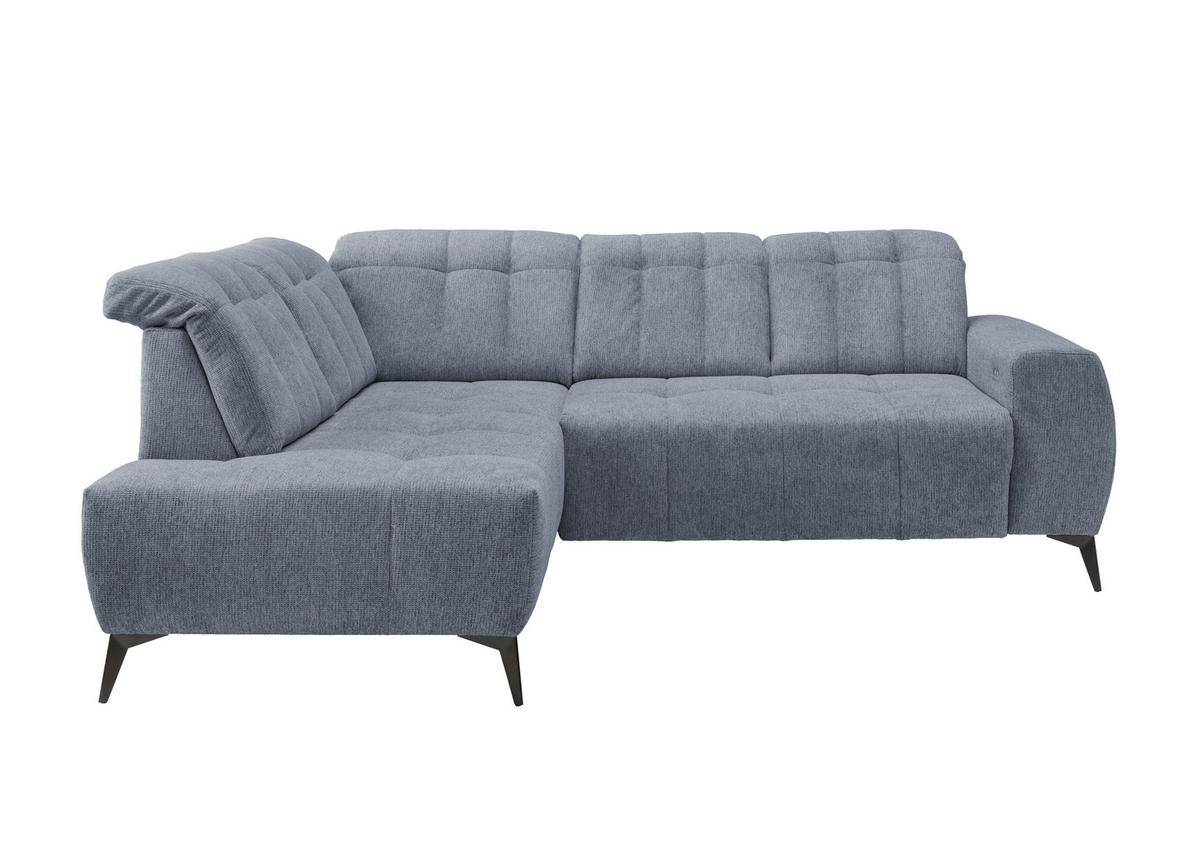 Ecksofa Mit Usb Anschluss Sano, Hellblau, S: 200x261 Cm - Schwarz/Hellblau, MODERN, Textil (200/261cm) - Livetastic