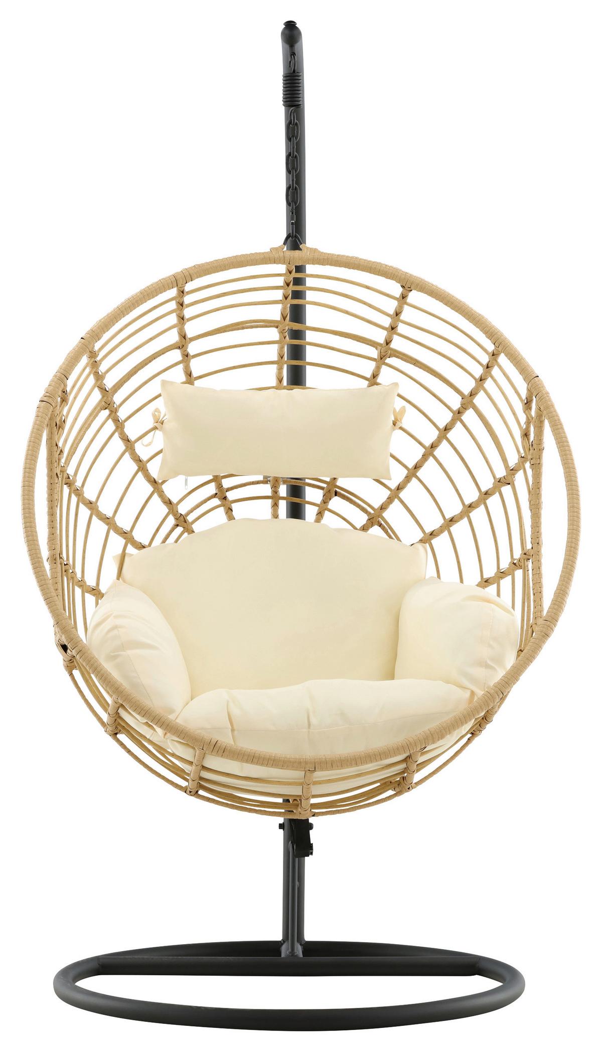 Hängesessel Mit Gestell Viga Mit Sitz- Und Rückenkissen - KONVENTIONELL, Holz (105/186/160cm) - Gardenson