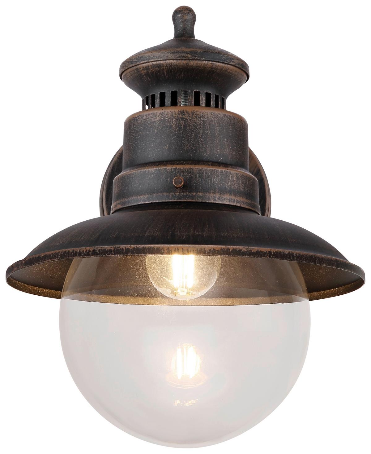 Außenleuchte 3272r 60 Watt Stahl/Glas, Wandmontage - Klar/Rostfarben, MODERN, Glas/Metall (21,5/24,7/27cm)