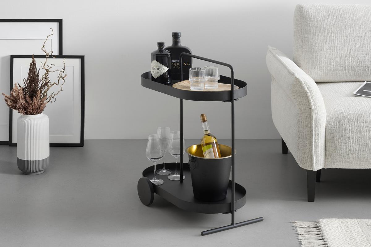 SERVÍROVACÍ VOZÍK FLAVIO -TREND- - černá, Moderní, kov (59/70/37cm) - Mömax