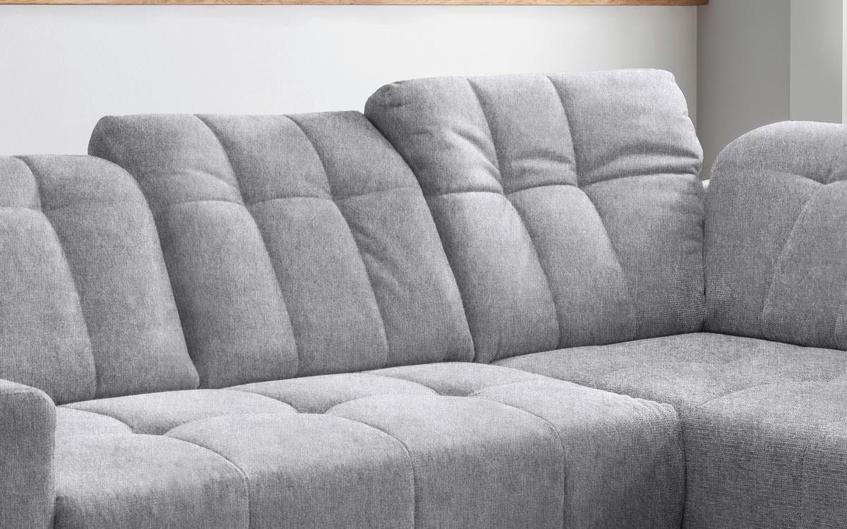 Ecksofa mit USB Anschluss Sano, Hellgrau, S: 261x200 cm - Hellgrau/Schwarz, MODERN, Textil (261/200cm) - Livetastic