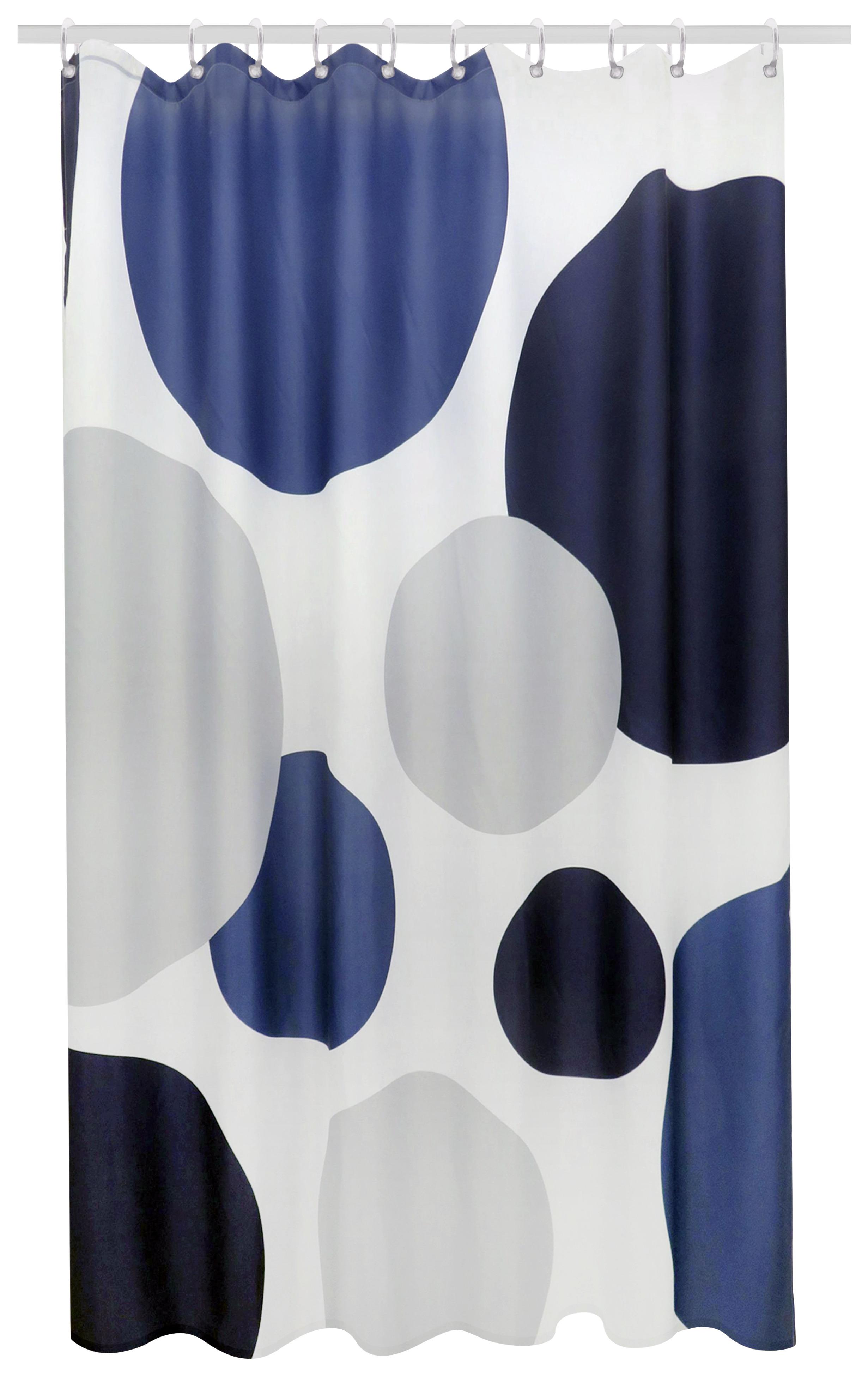 Duschvorhang Svenja 180x200 cm Weiß/Blau Halbtransparent - Blau/Weiß, MODERN, Textil (180/200cm) - Luca Bessoni