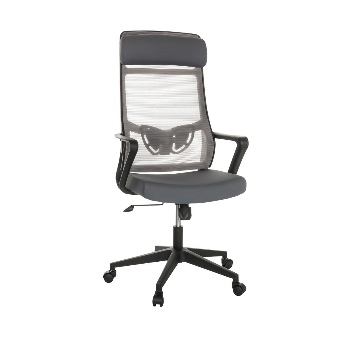 Drehstuhl Nekeo - Schwarz/Grau, Basics, Kunststoff/Textil (69/122-132/69cm) - MID.YOU