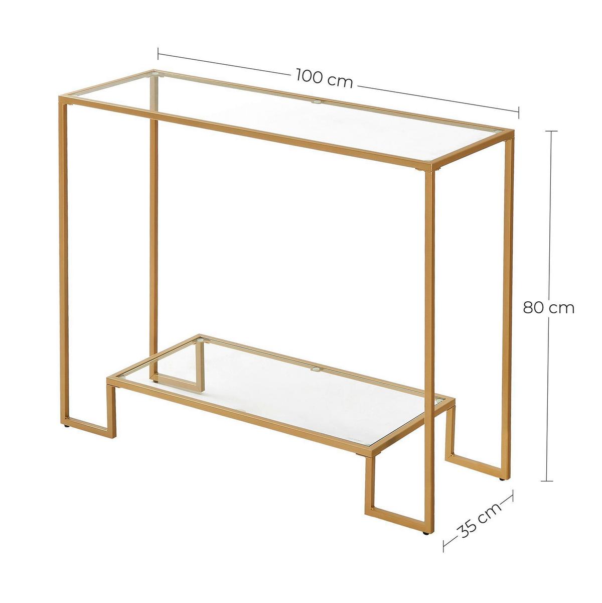 Konsolentisch B: 100 cm Goldfarben - Goldfarben, Trend, Glas/Metall (100/35/80cm) - Boxxx