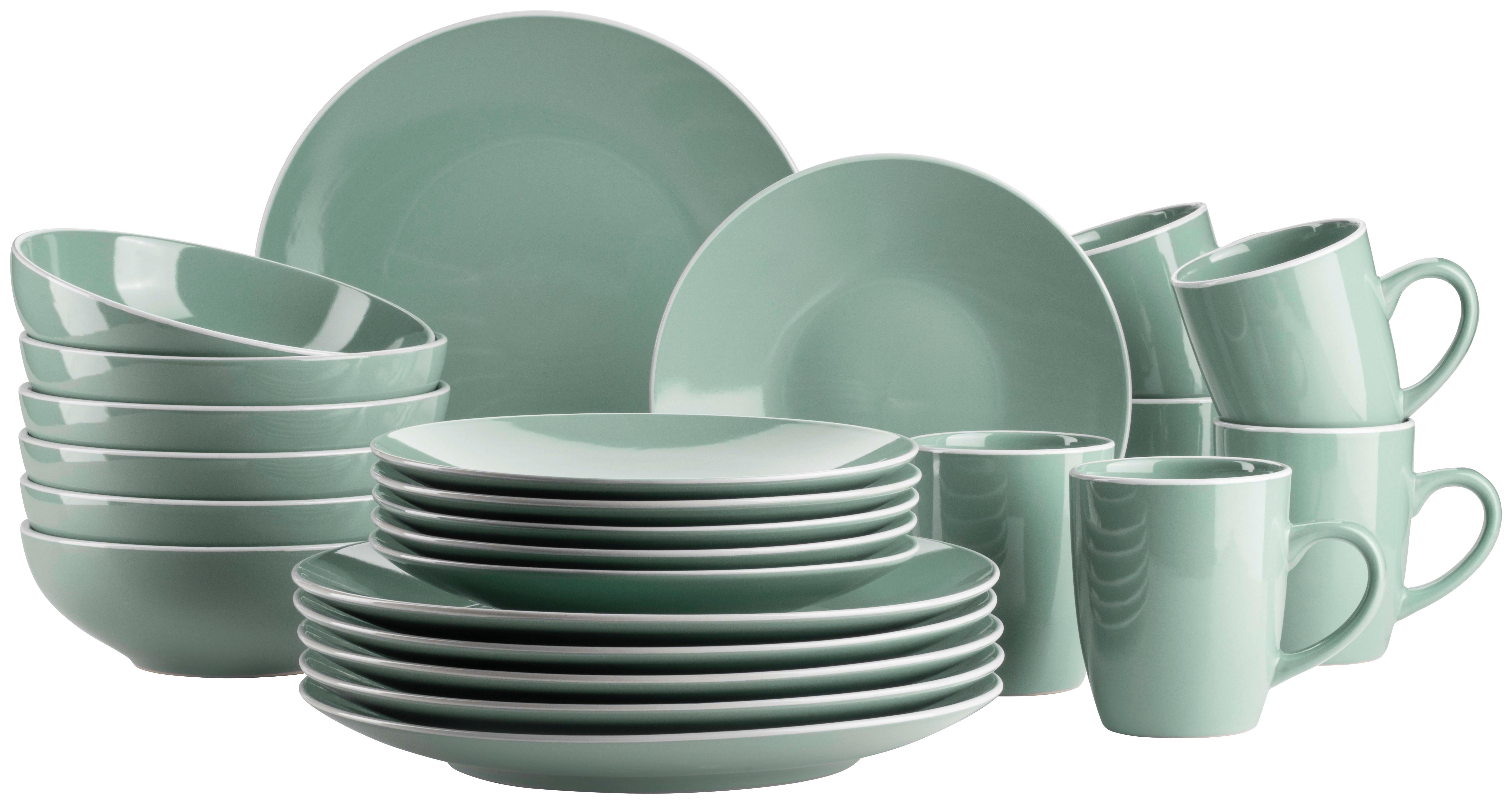 Kombiservice Elissa 6 Personen Geschirr Set - Grün, Basics, Keramik (46,5/33/32cm) - Mäser