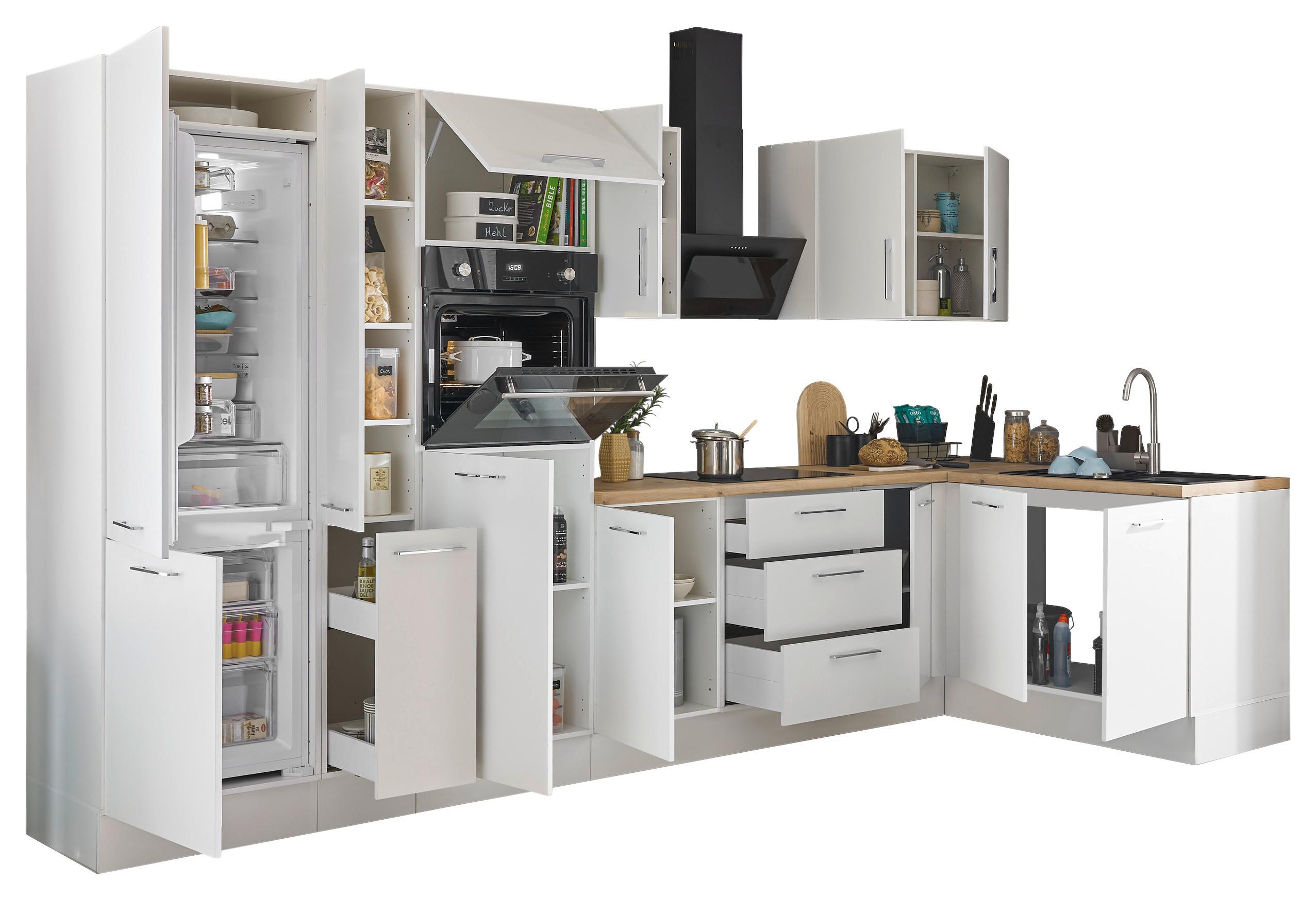 Eckküche Turin Weiß/eiche Dekor 360x165 Cm - Weiß/Eiche Artisan, Basics, Holzwerkstoff (360/165cm) - MID.YOU