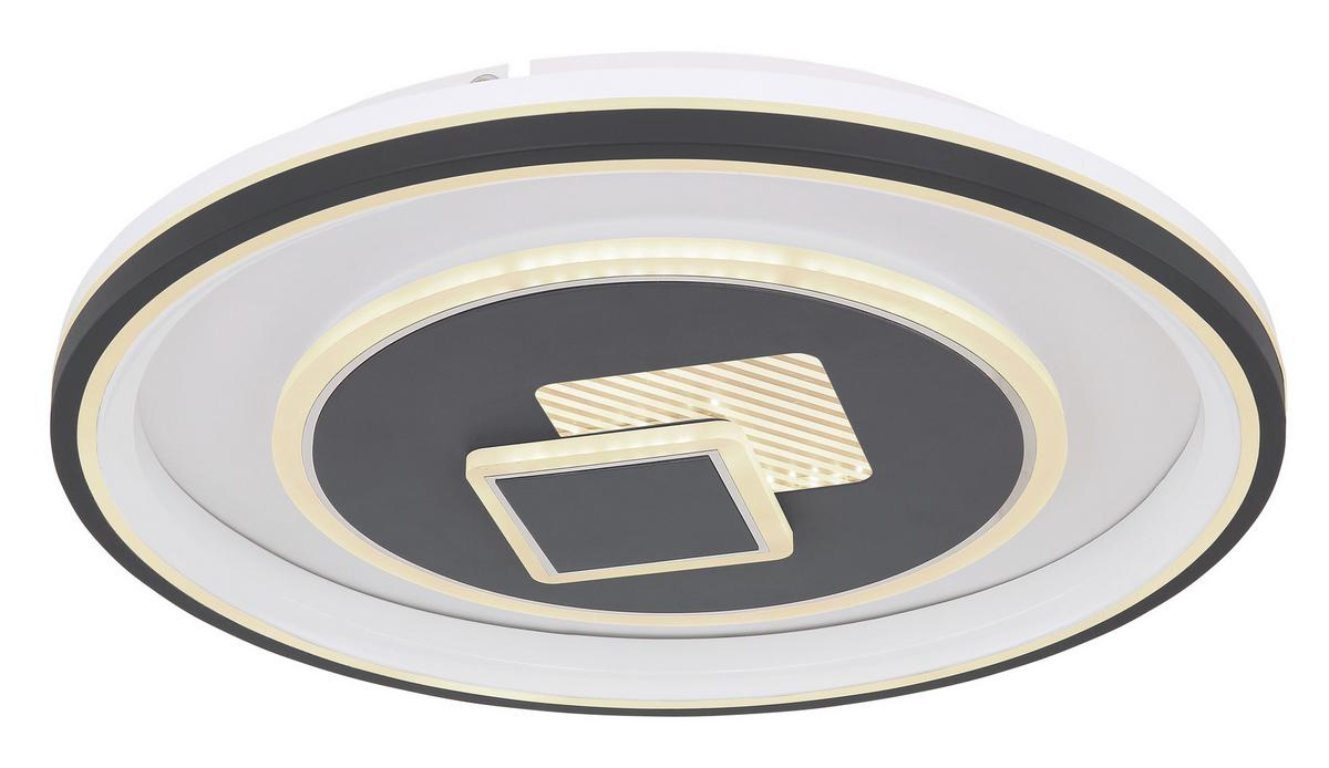 LED-Deckenleuchte Ø 50 cm Mit Stufenschalter + Fernbedienung - Opal/Graphitfarben, Design, Kunststoff/Metall (50/7cm) - Globo
