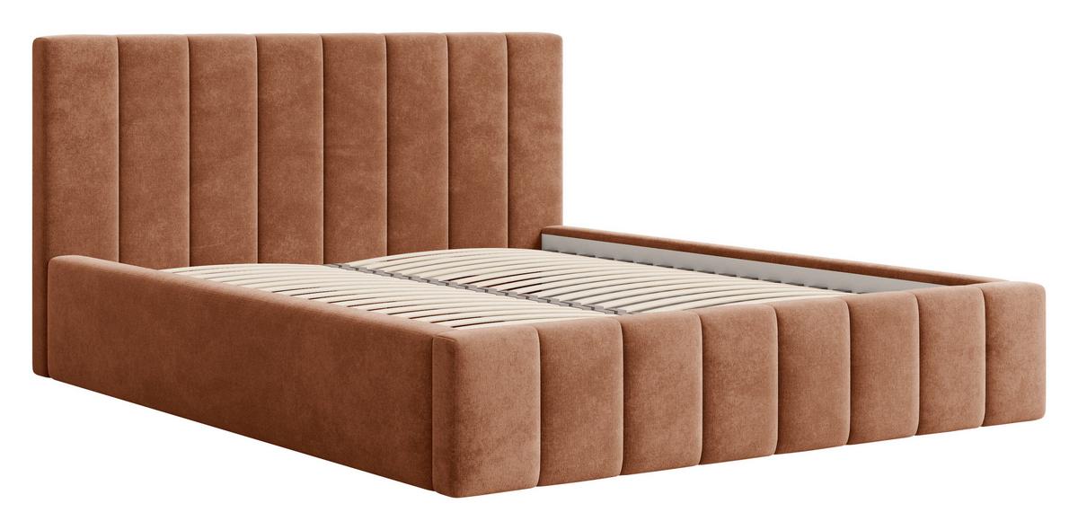 Polsterbett Sky mit Bettkasten 160x200 - Terracotta/Schwarz, MODERN, Holz (160/200cm) - Livetastic