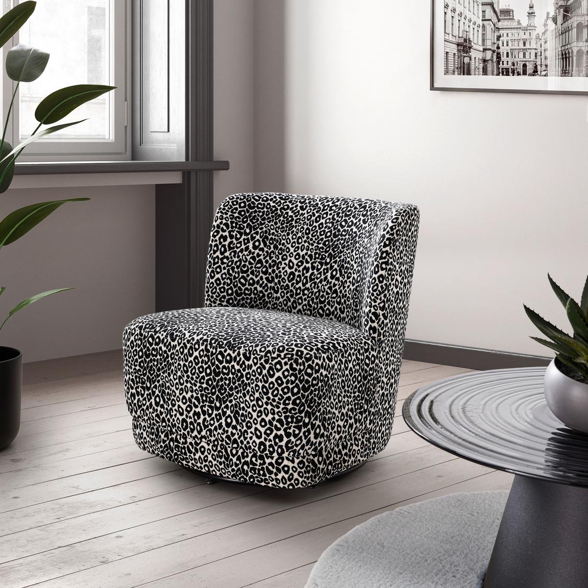 Designové křeslo BACA, černo-bílá žin., max. 140 kg - bílá/černá, Lifestyle, kov/dřevo (66/75/72cm) - Mömax