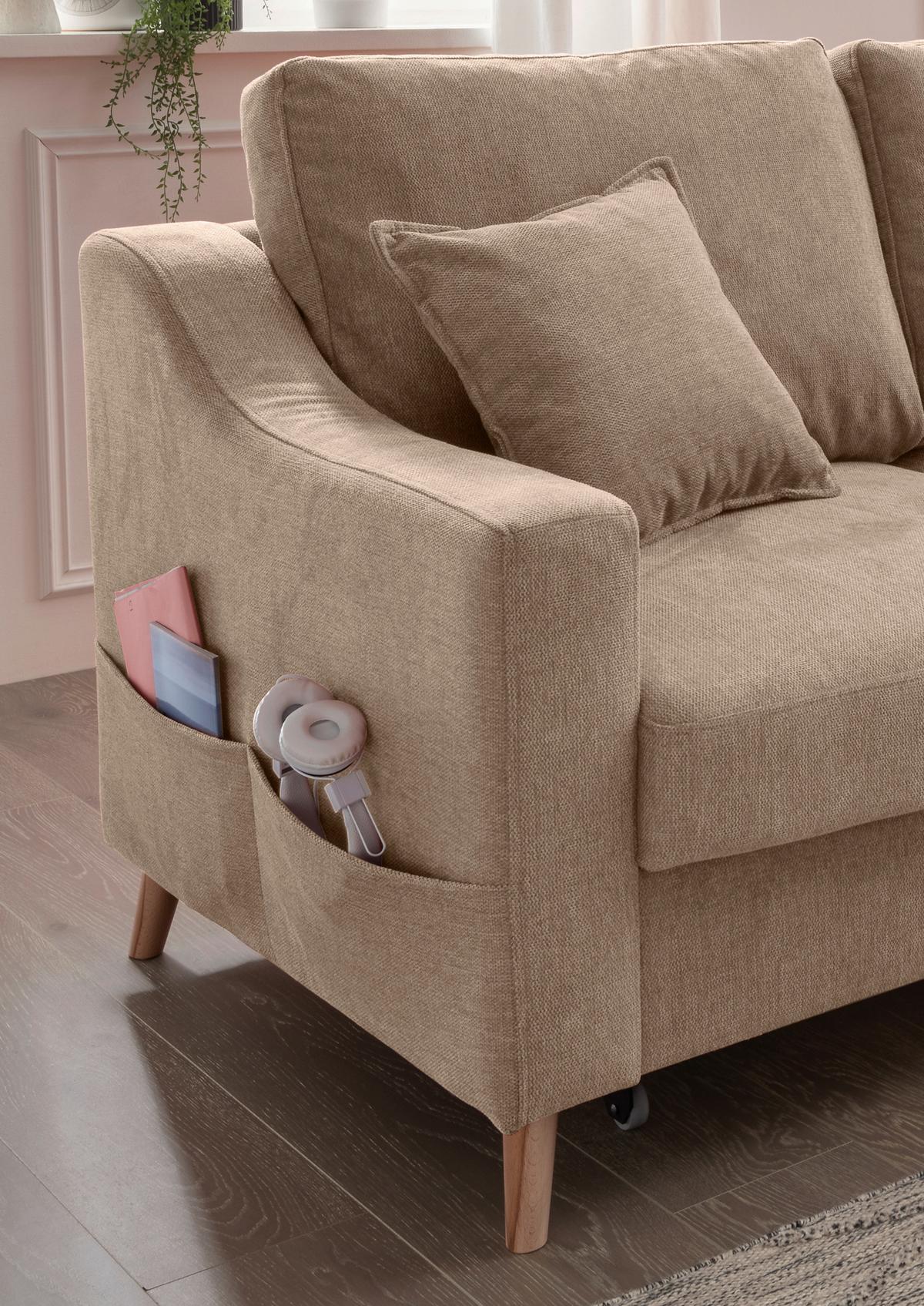 Ecksofa Valentina Hellbraun S: 228x150 Cm - Hellbraun/Naturfarben, MODERN, Textil (228/150cm) - Livetastic