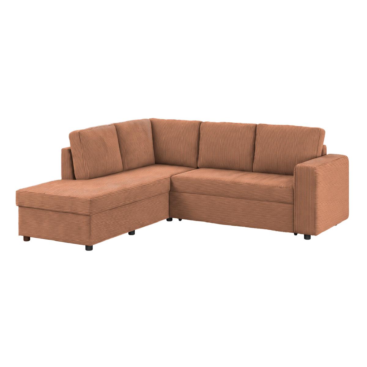 Ecksofa mit Schlaffunktion Toulouse terracotta, 206x224cm - Terracotta/Schwarz, Trend, Holz/Textil (206/224cm)