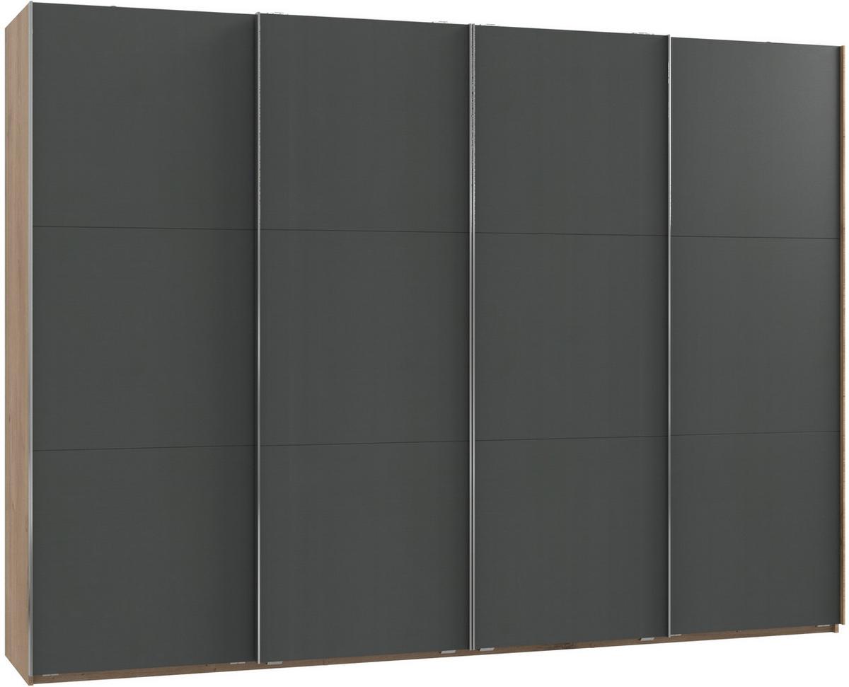 Schwebetürenschrank 300cm Level, Graphit/eiche Dekor - Eichefarben/Graphitfarben, MODERN, Holzwerkstoff (300/216,5/65cm) - MID.YOU