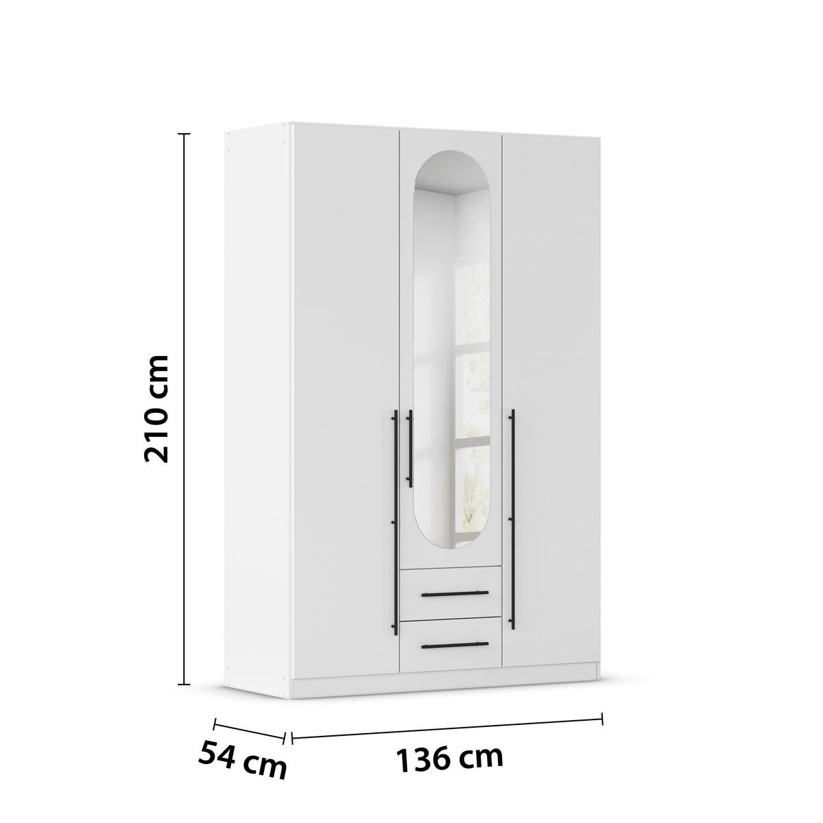 ŠATNÍ SKŘÍŇ S OTOČNÝMI DVEŘMI VELORA, šířka 136 cm - bílá/černá, Konvenční, kov/kompozitní dřevo (136/210/54cm) - Mömax