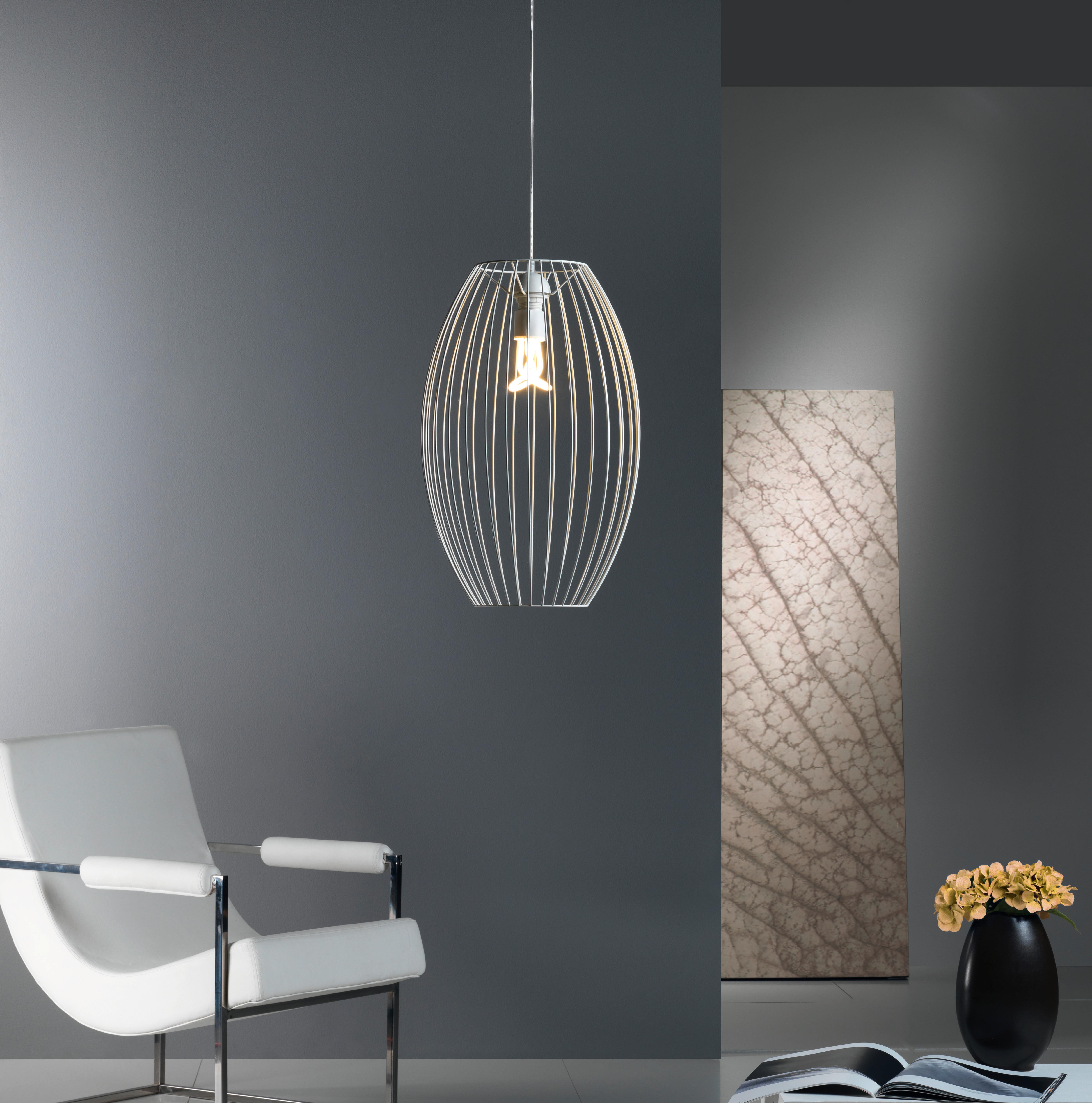 Hängeleuchte Reyna 110 Weiß B: 34 Cm - Weiß, Basics, Metall (34/34/55cm) - Kayoom
