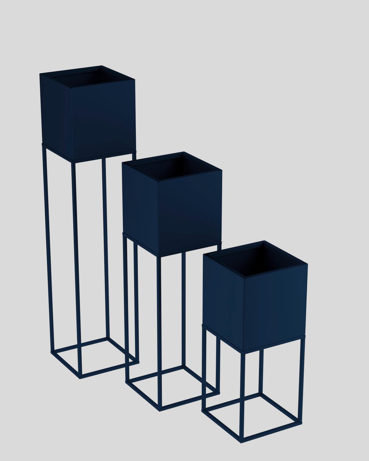 Blumenständer Metall Dunkel- Blau Bxhxt: 19x67x19 Cm - Dunkelblau, Basics, Metall (19/67/19cm)