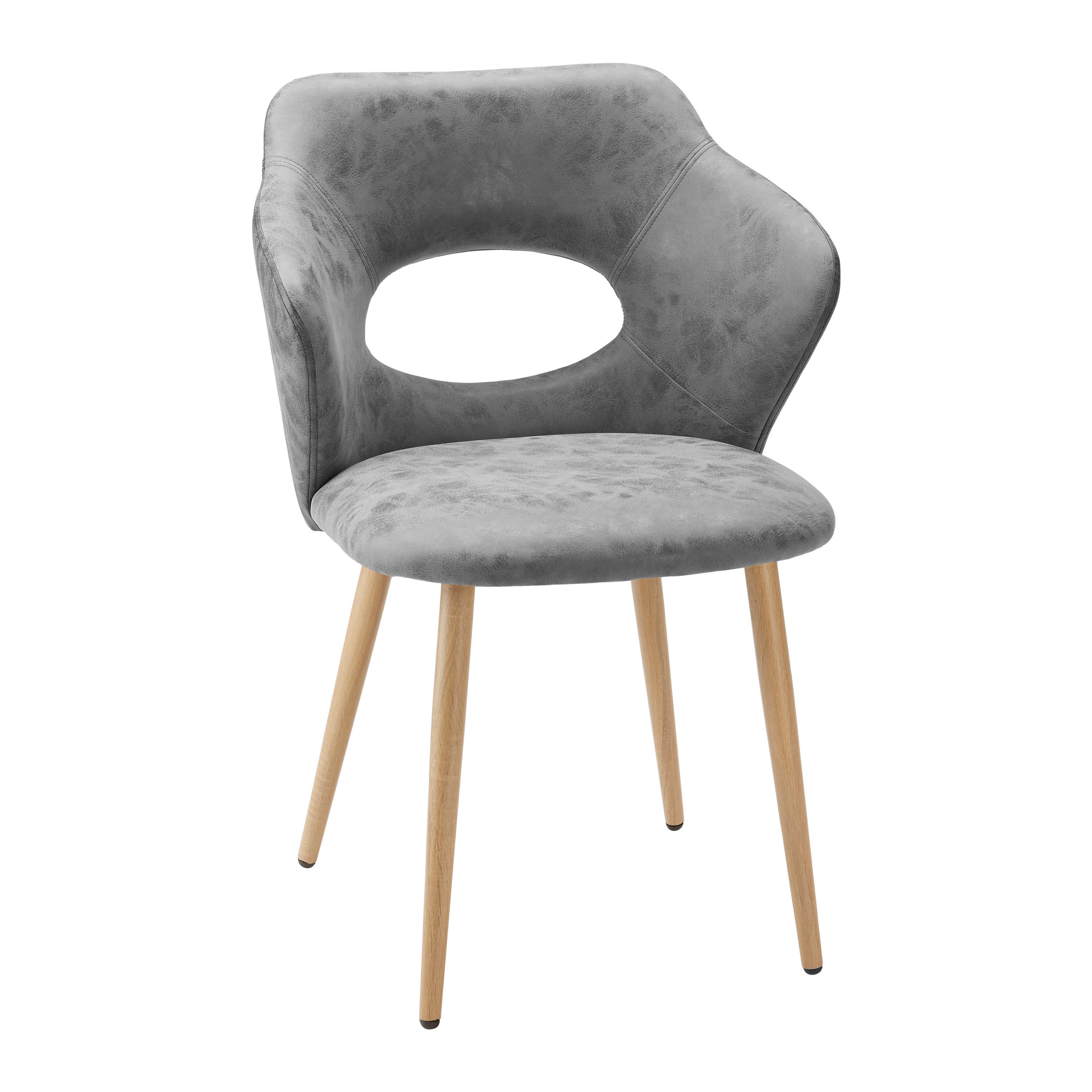 Jedálenská stolička LIZ - farba duba/svetlosivá, Modern, kov/textil (58/82/58cm) - Modern Living