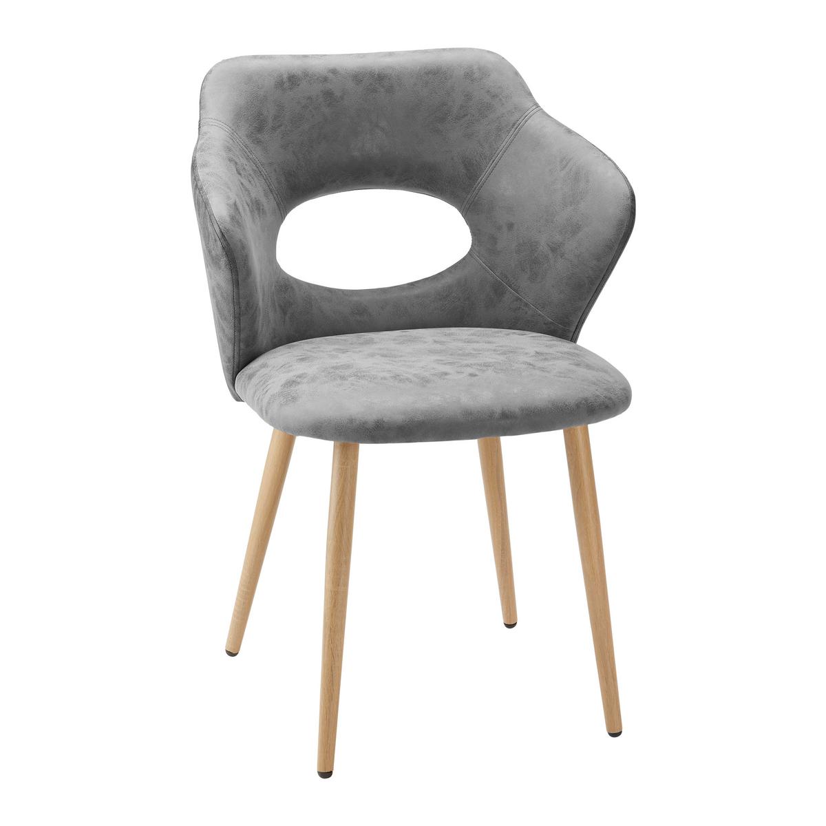 Jedálenská stolička LIZ - farba duba/svetlosivá, Modern, kov/textil (58/82/58cm) - Modern Living