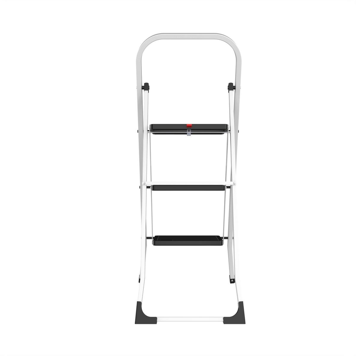 Klapptrittleiter Bernd Metall/Kunststoff, 3 Stufen - Schwarz Hochglanz/Weiß Hochglanz, KONVENTIONELL, Kunststoff/Metall (46,5/68,5/106cm) - Homezone