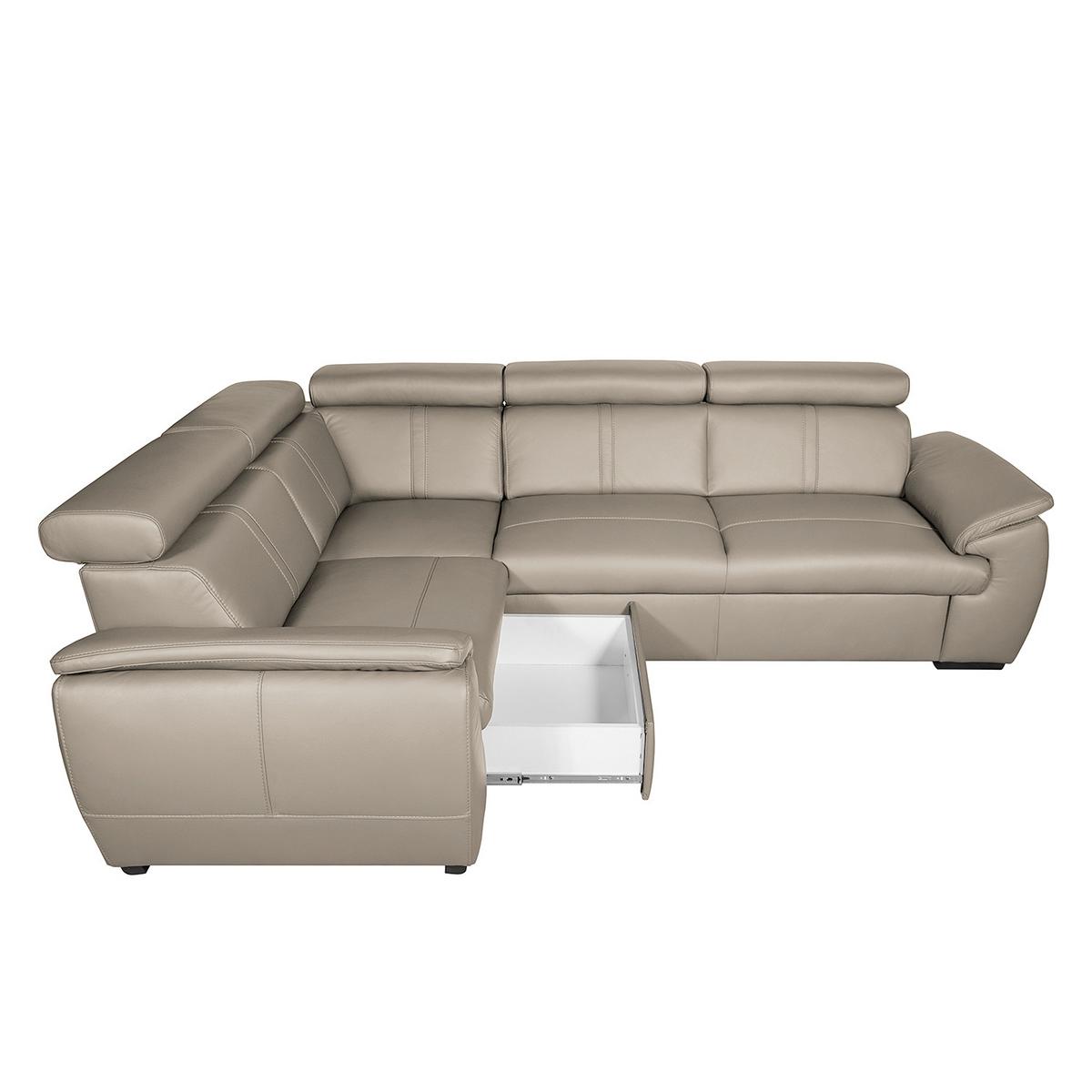Ecksofa City Hellgrau S: 265x265 Cm - Wengefarben/Hellgrau, Design, Leder (265/265cm) - Livetastic