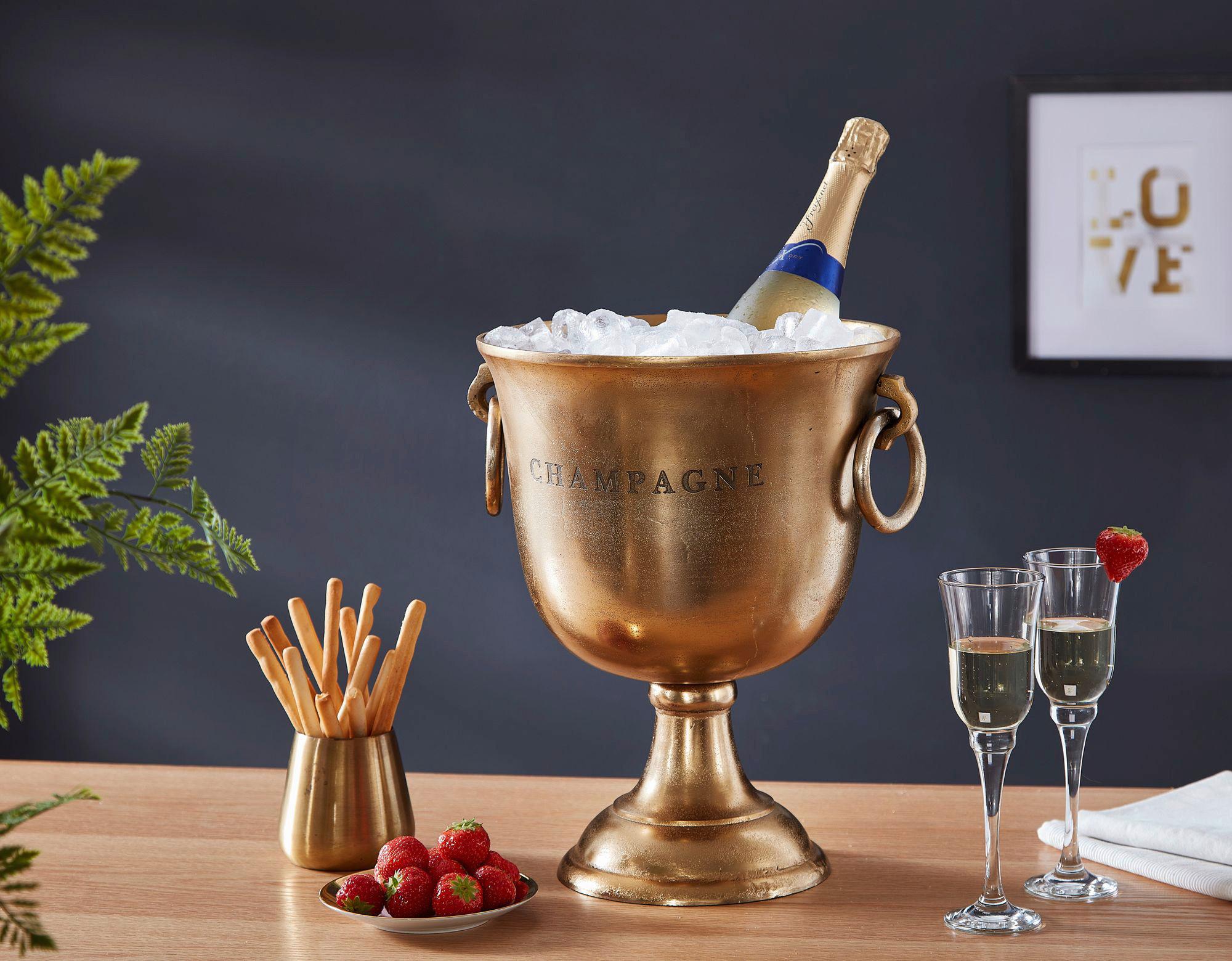 Champagnerkühler Wohnling Goldfarben B: 28,5 Cm - Goldfarben, MODERN, Metall (28,5/37,5/28,5cm) - MID.YOU