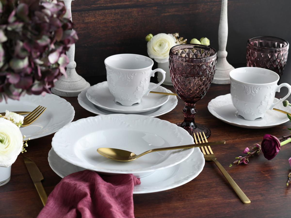 Kombiservice Rokoko Weiss Porzellan, 6 Pers., 30-teilig - Weiß, Basics, Keramik - Creatable