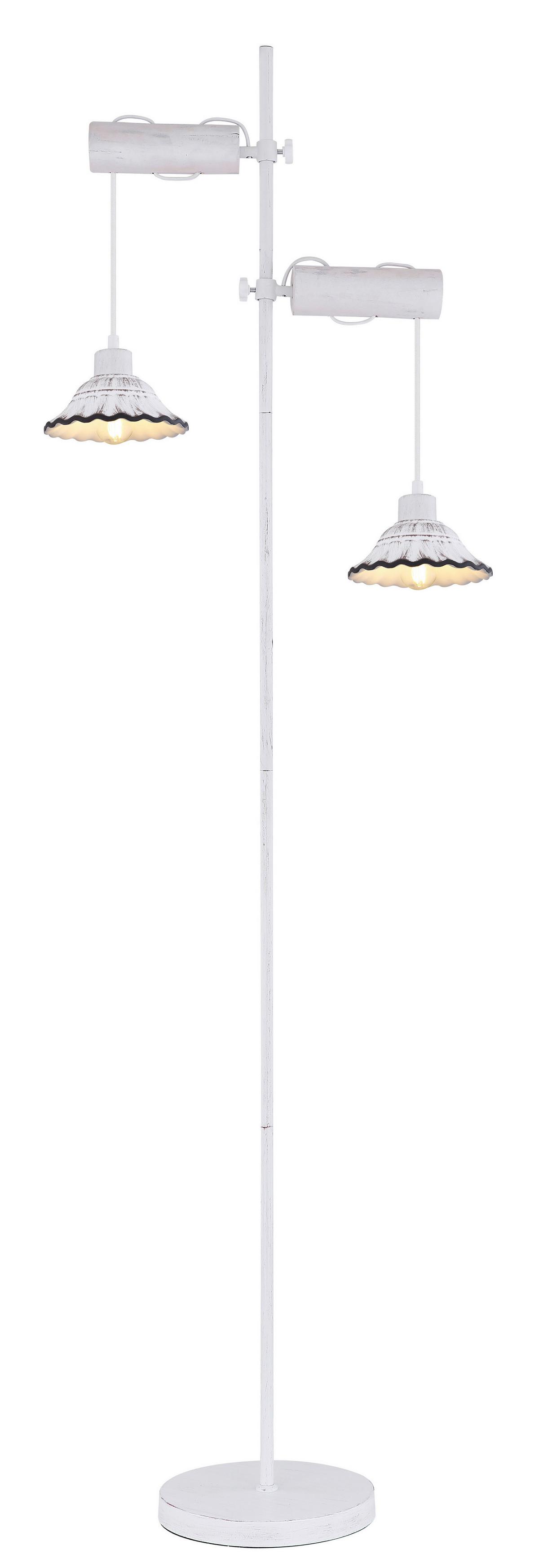 Stehlampe Holz Jowita H: 168cm Schwarz/weiß, Höhenverstellbar - Schwarz/Weiß, Basics, Keramik/Holz (52/25/168cm) - Globo