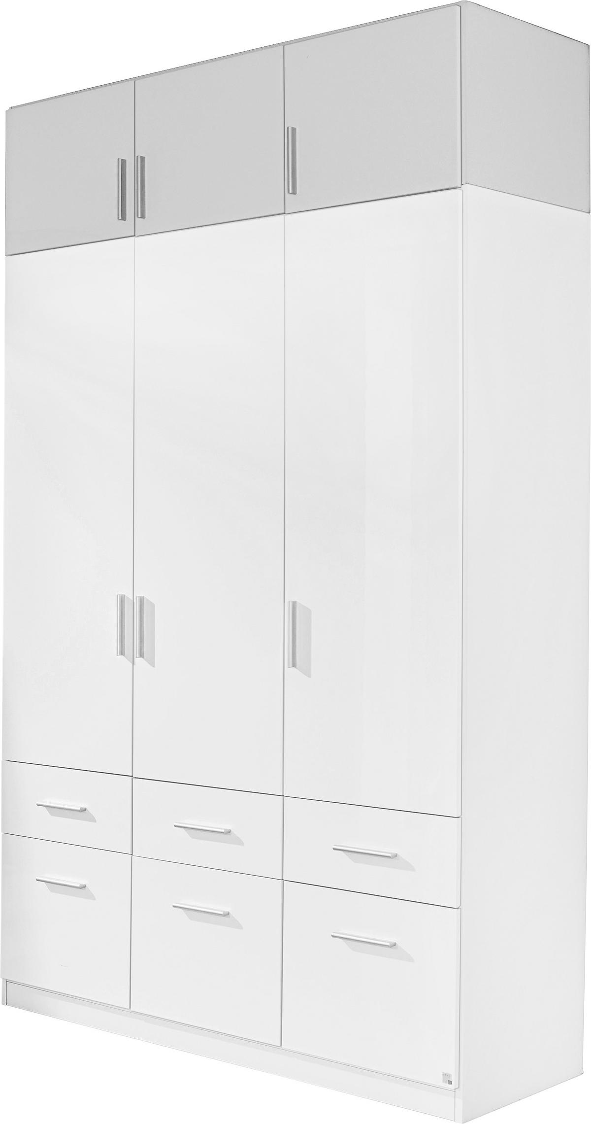 NÁSTAVEC NA ŠATNÍ SKŘÍŇ KE 3-DV. SKŘÍNI CELLE - bílá/barvy hliníku, Moderní, dřevo/plast (136/40/54cm)