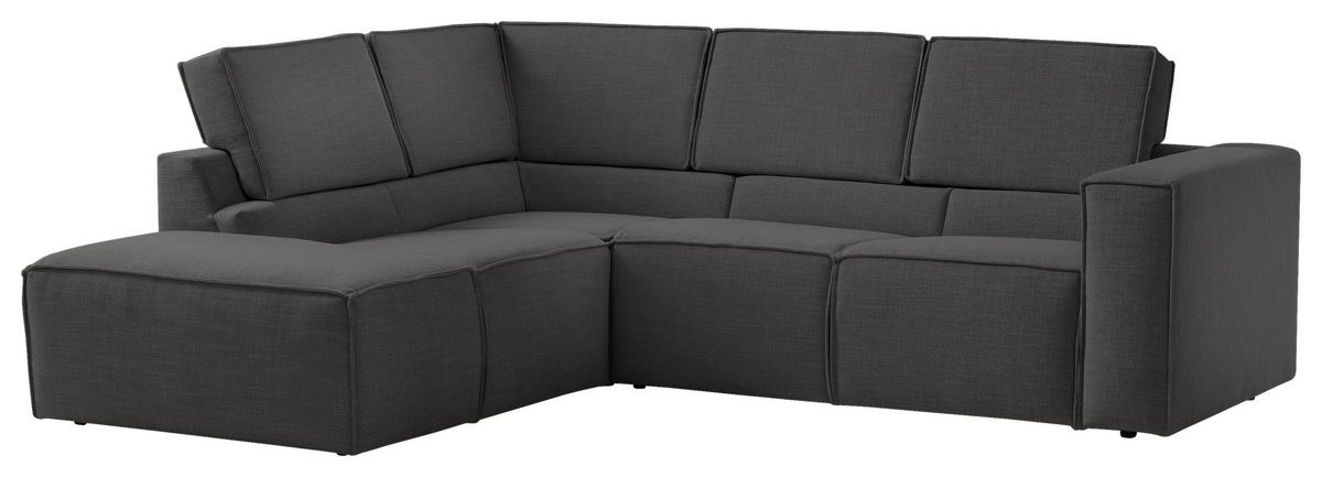 Ecksofa Dice Anthrazit 220x275 Cm - Anthrazit/Schwarz, MODERN, Textil (220/275cm) - Trendmanufaktur