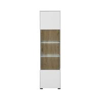 Vitrine Hudson Weiß/Eichefarben B: 48 cm - Eichefarben/Schwarz, Design, Glas/Holzwerkstoff (48/180/38cm) - MID.YOU