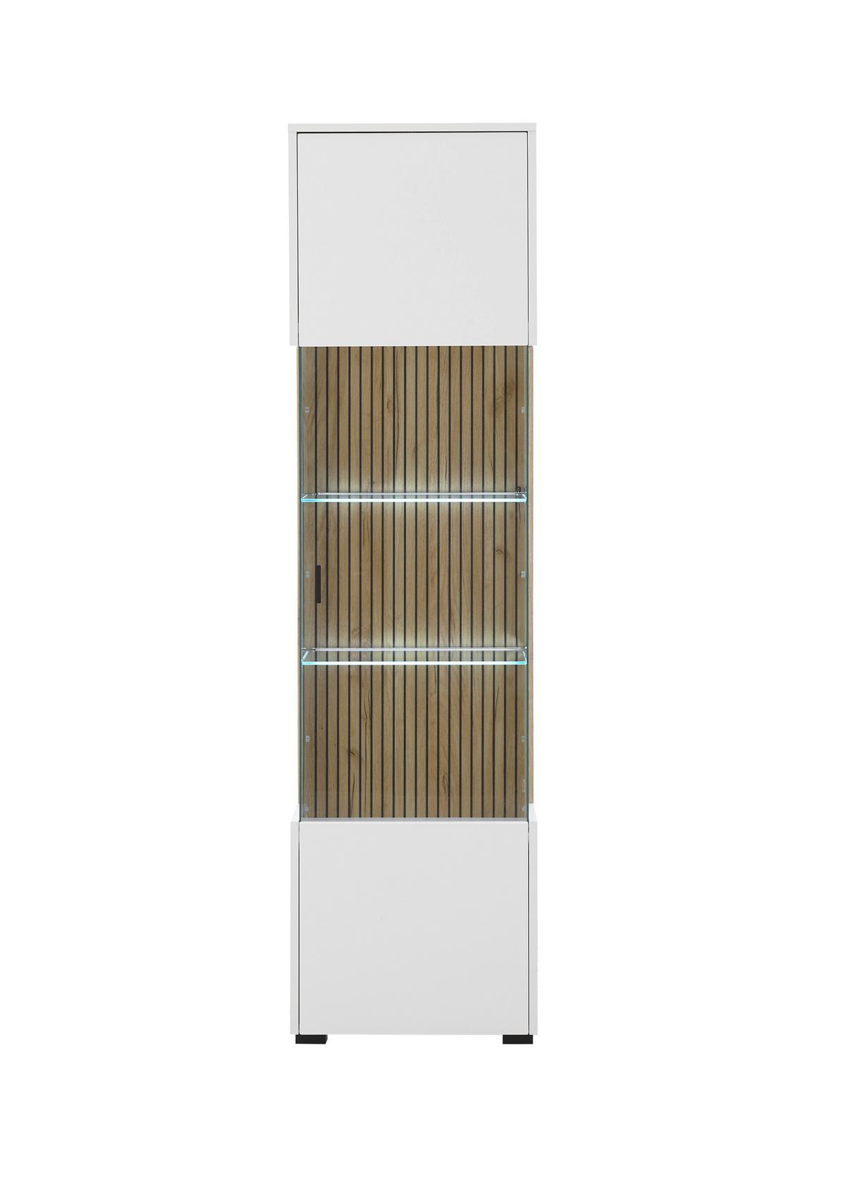 Vitrine Hudson Weiß/Eichefarben B: 48 cm - Eichefarben/Schwarz, Design, Glas/Holzwerkstoff (48/180/38cm) - MID.YOU