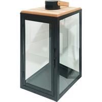 Laterne Annabel - Schwarz/Naturfarben, KONVENTIONELL, Glas/Holzwerkstoff (20/20/38cm) - Luca Bessoni